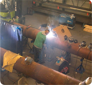 Picture of 22 inch reheat headers for fabrication.