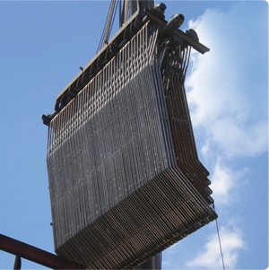 Picture of Fabrication and installation of primary and secondary superheater elements and headers in Reedley, California at the Dinuba Energy Power Plant.
