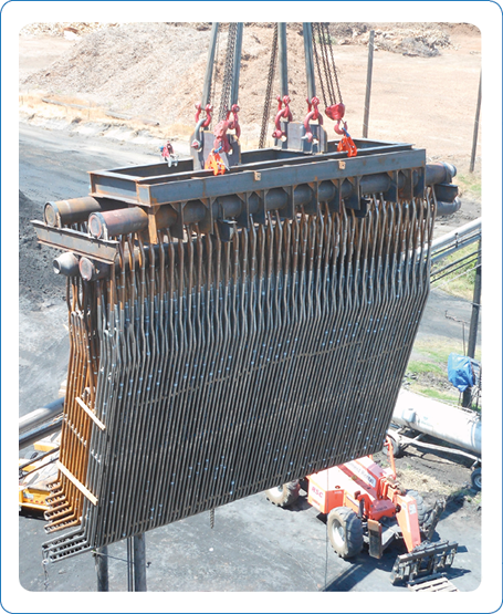 Picture of Fabricated and installed primary and secondary superheaters with inconel overlay at the Dinuba Power Plant in Reedley, California.