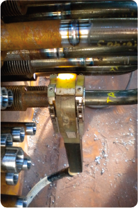 Picture of Orbital Fusion process for boiler tube to eliminate couplings.